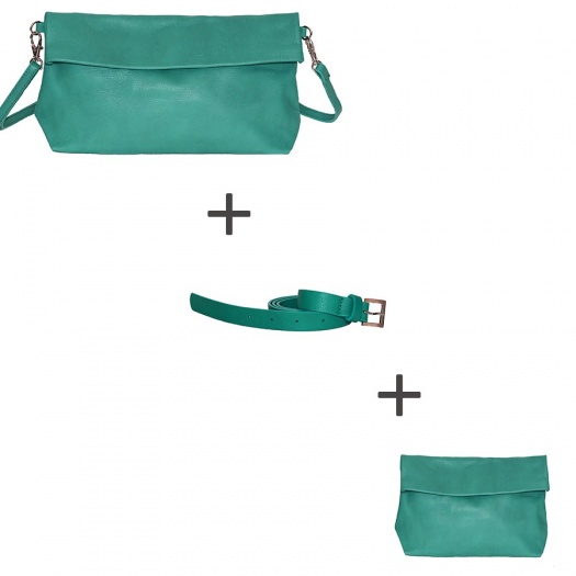 Pochette bandoulière Bleu Canard + Pochette small Bleu Canard + Ceinture Bleu Canard Pochette bandoulière Bleu Canard + Pochette small Bleu Canard + Ceinture Bleu Canard