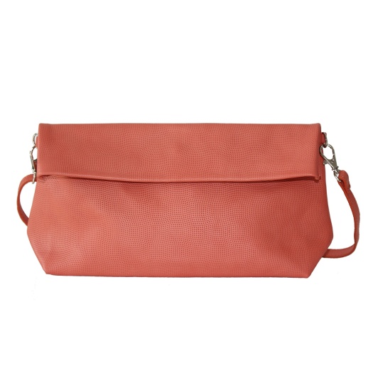 Pochette Bandoulière Cuir Perforé Corail Pochette Bandoulière Cuir Perforé Corail
