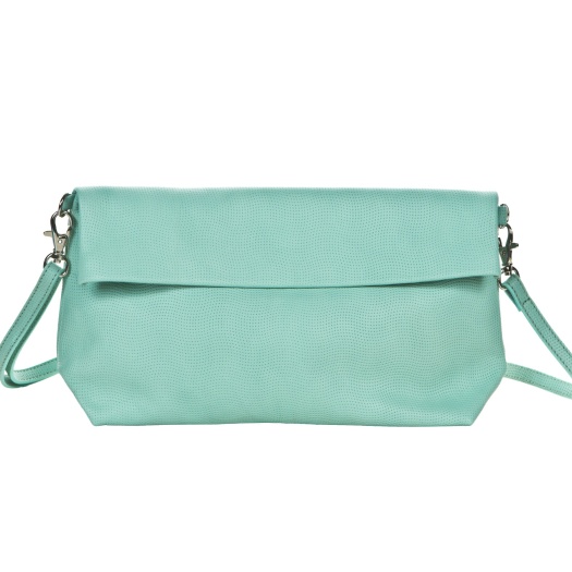 Pochette Bandoulière Cuir Perforé Vert d'Eau Pochette Bandoulière Cuir Perforé Vert d'Eau