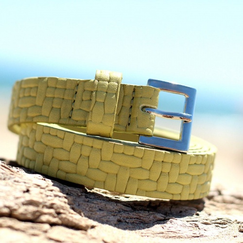 Ceinture en cuir tressé Vert Tendre