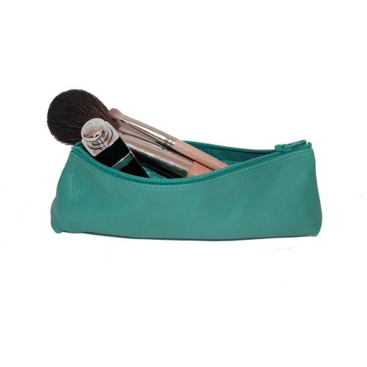 Trousse en Cuir Bleu Canard Trousse en Cuir Bleu Canard